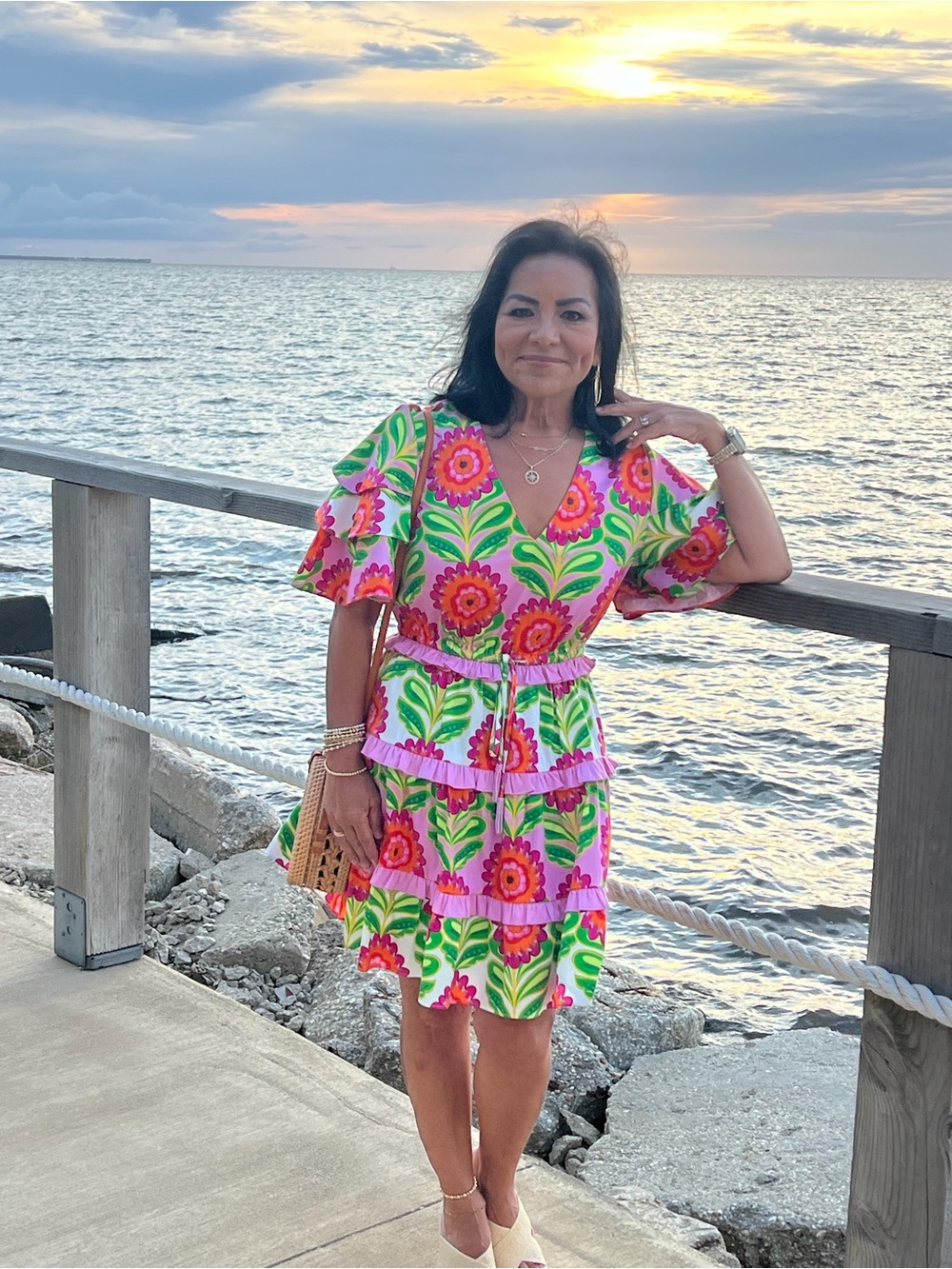 Pink Floral Ruffle Dress - Picture 4 of 4